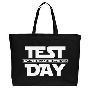 Test Day May The Skills Be With You Teacher Motivational Cotton Canvas Jumbo Tote