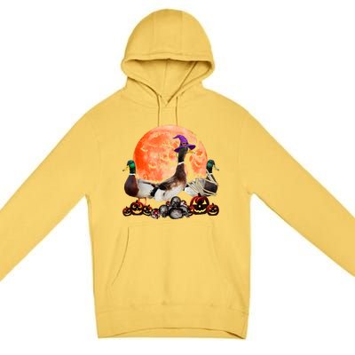 Three Duck Mummy Witch Pumpkin Farmer Pet Lover Halloween Gift Premium Pullover Hoodie