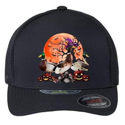 Three Duck Mummy Witch Pumpkin Farmer Pet Lover Halloween Gift Flexfit Unipanel Trucker Cap