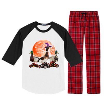 Three Duck Mummy Witch Pumpkin Farmer Pet Lover Halloween Gift Raglan Sleeve Pajama Set