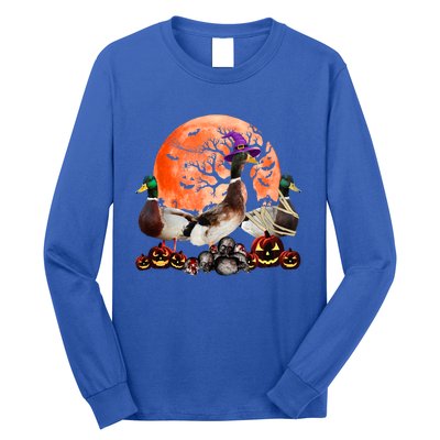 Three Duck Mummy Witch Pumpkin Farmer Pet Lover Halloween Gift Long Sleeve Shirt