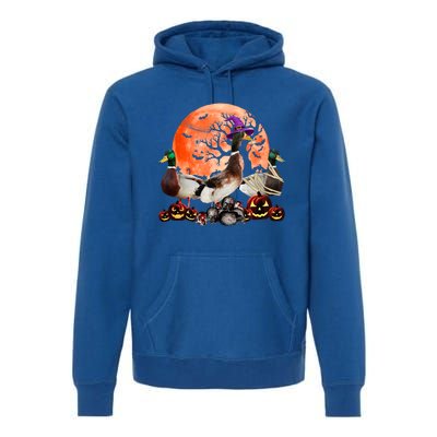 Three Duck Mummy Witch Pumpkin Farmer Pet Lover Halloween Gift Premium Hoodie