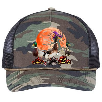 Three Duck Mummy Witch Pumpkin Farmer Pet Lover Halloween Gift Retro Rope Trucker Hat Cap