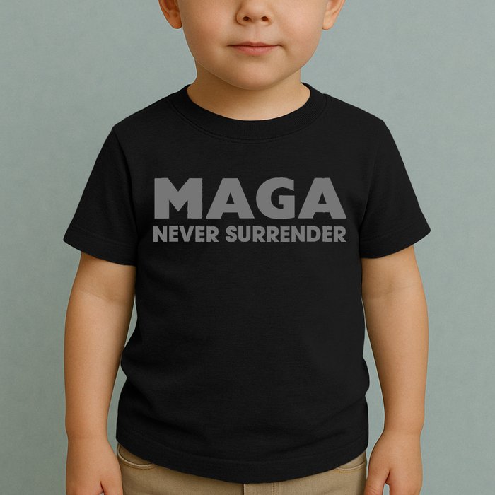 Trump Dark Maga Never Surrender Toddler T-Shirt