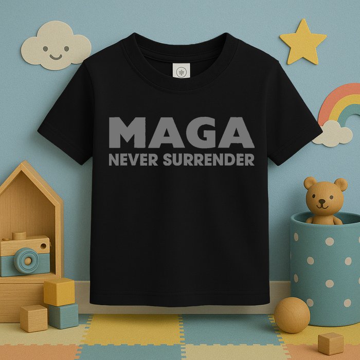 Trump Dark Maga Never Surrender Toddler T-Shirt