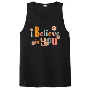 Testing Day Motivational Teacher Groovy I Believe In You PosiCharge Competitor Tank