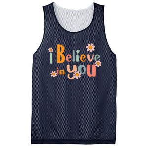 Testing Day Motivational Teacher Groovy I Believe In You Mesh Reversible Basketball Jersey Tank