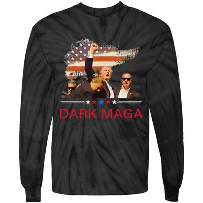 Trump Dark Maga IM Not Just Maga IM Dark Maga Trump 2024 Tie-Dye Long Sleeve Shirt