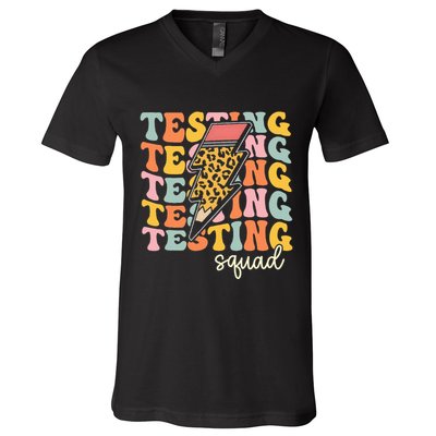 Test Day Motivational Teacher Testing Squad V-Neck T-Shirt