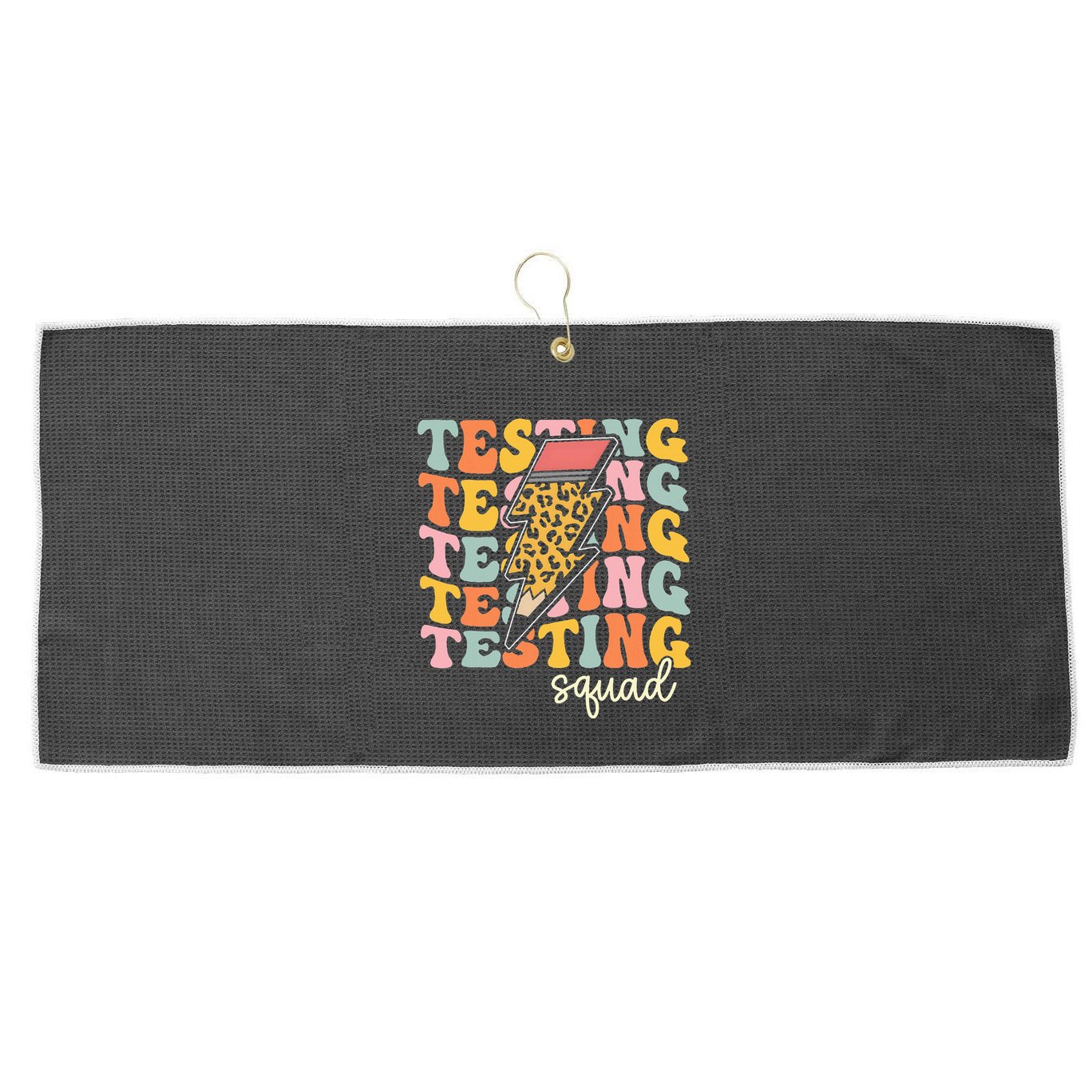 Test Day Motivational Teacher Testing Squad Large Microfiber Waffle Golf Towel