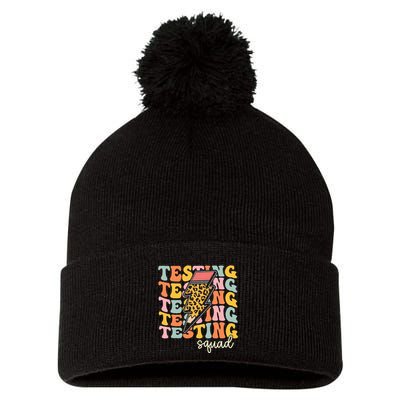 Test Day Motivational Teacher Testing Squad Pom Pom 12in Knit Beanie