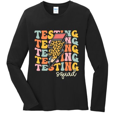 Test Day Motivational Teacher Testing Squad Ladies Long Sleeve Shirt