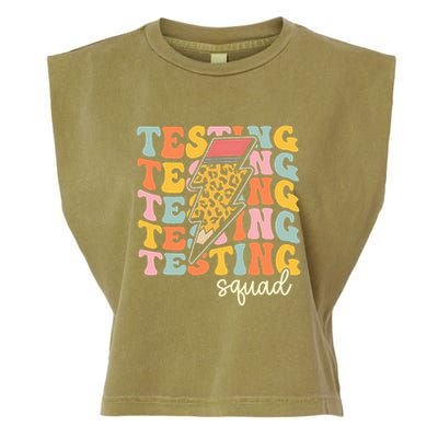 Test Day Motivational Teacher Testing Squad Garment-Dyed Women's Muscle Tee