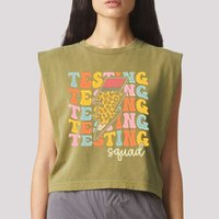 Test Day Motivational Teacher Testing Squad Garment-Dyed Women's Muscle Tee