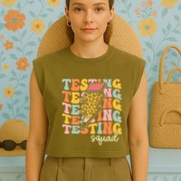 Test Day Motivational Teacher Testing Squad Garment-Dyed Women's Muscle Tee
