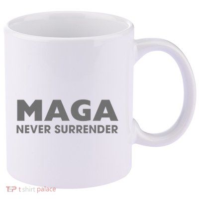 Trump Dark Maga Never Surrender 11oz C Handle Ceramic Mug