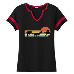 TRex Dinosaur March Retro Sunset TRex T Ladies Halftime Notch Neck Tee