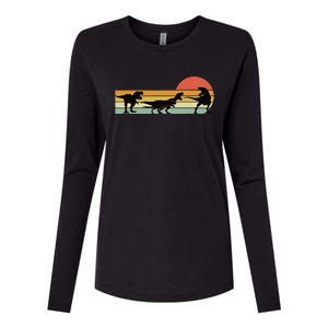 TRex Dinosaur March Retro Sunset TRex T Womens Cotton Relaxed Long Sleeve T-Shirt