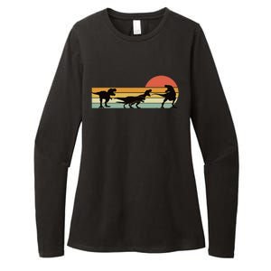 TRex Dinosaur March Retro Sunset TRex T Womens CVC Long Sleeve Shirt