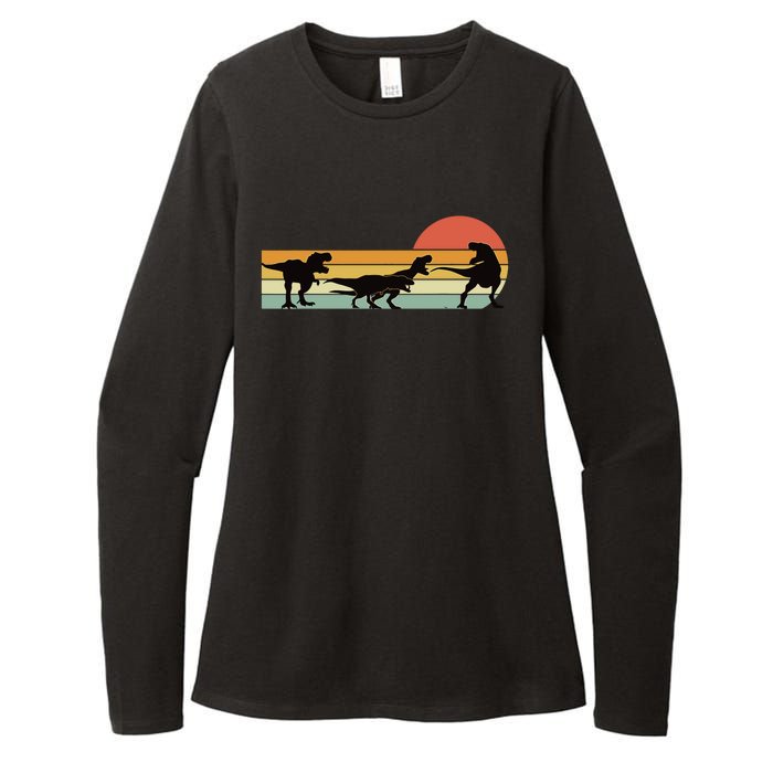 TRex Dinosaur March Retro Sunset TRex T Womens CVC Long Sleeve Shirt