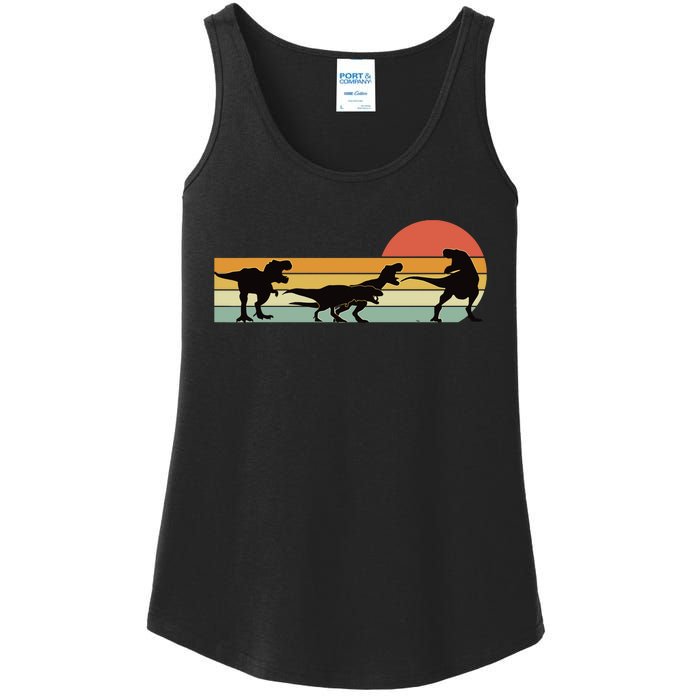 TRex Dinosaur March Retro Sunset TRex T Ladies Essential Tank