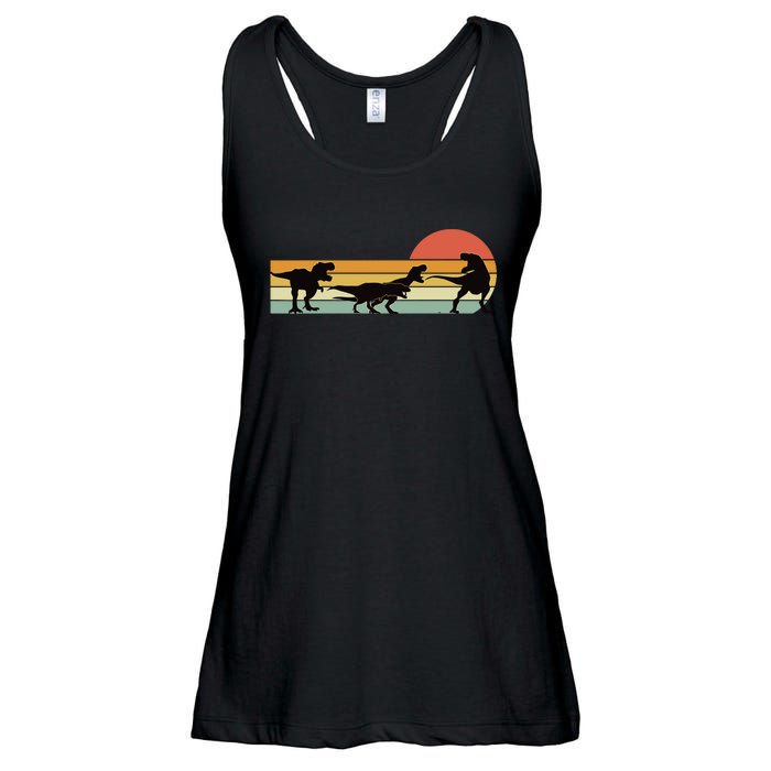 TRex Dinosaur March Retro Sunset TRex T Ladies Essential Flowy Tank