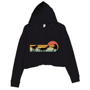 TRex Dinosaur March Retro Sunset TRex T Crop Fleece Hoodie