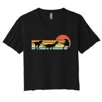 TRex Dinosaur March Retro Sunset TRex T Women's Crop Top Tee