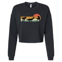 TRex Dinosaur March Retro Sunset TRex T Cropped Pullover Crew