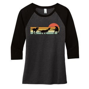 TRex Dinosaur March Retro Sunset TRex T Women's Tri-Blend 3/4-Sleeve Raglan Shirt