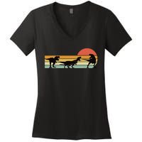 TRex Dinosaur March Retro Sunset TRex T Women's V-Neck T-Shirt