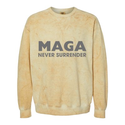 Trump Dark Maga Never Surrender Colorblast Crewneck Sweatshirt