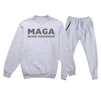 Trump Dark Maga Never Surrender Premium Crewneck Sweatsuit Set