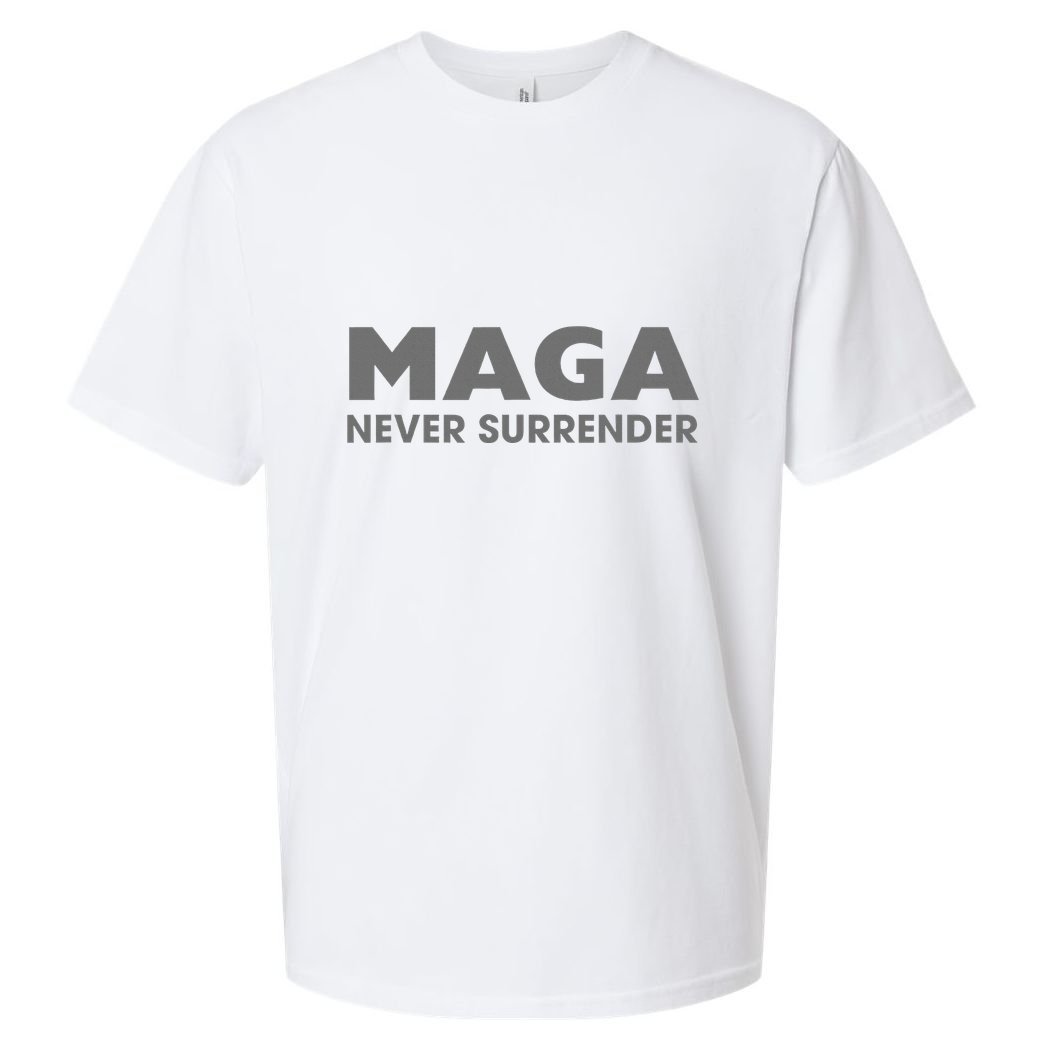 Trump Dark Maga Never Surrender Sueded Cloud Jersey T-Shirt