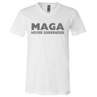 Trump Dark Maga Never Surrender V-Neck T-Shirt