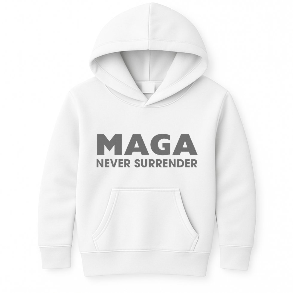 Trump Dark Maga Never Surrender Kids Hoodie