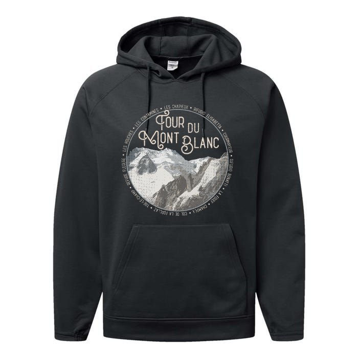 Tour Du Mont Blanc Gear European Hiking Trail Souvenir Hiker Performance Fleece Hoodie