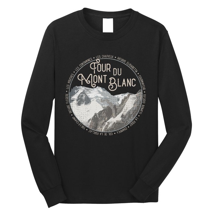 Tour Du Mont Blanc Gear European Hiking Trail Souvenir Hiker Long Sleeve Shirt