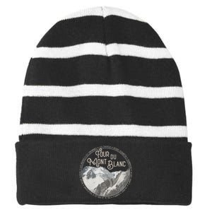 Tour Du Mont Blanc Gear European Hiking Trail Souvenir Hiker Striped Beanie with Solid Band