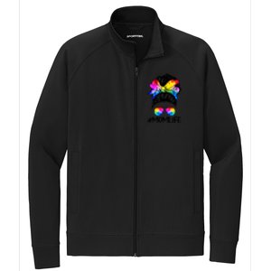 Tie Dye Mom Messy Bun Lgbtq Rainbow Proud Mom Lesbian Funny Gift Stretch Full-Zip Cadet Jacket