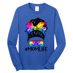 Tie Dye Mom Messy Bun Lgbtq Rainbow Proud Mom Lesbian Funny Gift Long Sleeve Shirt