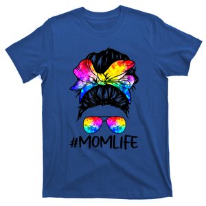 Tie Dye Mom Messy Bun Lgbtq Rainbow Proud Mom Lesbian Funny Gift T-Shirt