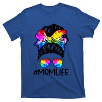 Tie Dye Mom Messy Bun Lgbtq Rainbow Proud Mom Lesbian Funny Gift T-Shirt