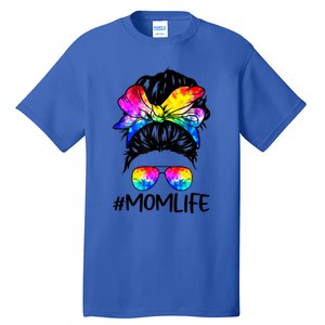 Tie Dye Mom Messy Bun Lgbtq Rainbow Proud Mom Lesbian Funny Gift Tall T-Shirt