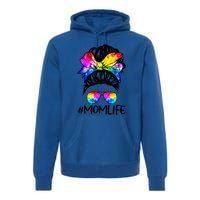 Tie Dye Mom Messy Bun Lgbtq Rainbow Proud Mom Lesbian Funny Gift Premium Hoodie