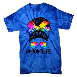 Tie Dye Mom Messy Bun Lgbtq Rainbow Proud Mom Lesbian Funny Gift Tie-Dye T-Shirt