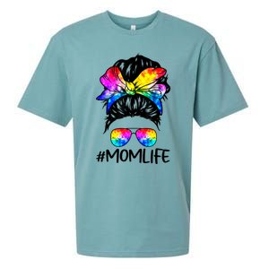 Tie Dye Mom Messy Bun Lgbtq Rainbow Proud Mom Lesbian Funny Gift Sueded Cloud Jersey T-Shirt