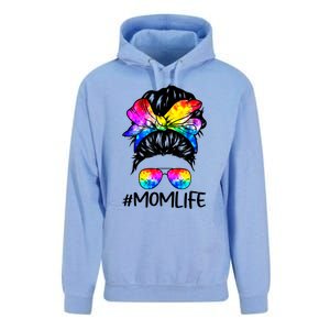 Tie Dye Mom Messy Bun Lgbtq Rainbow Proud Mom Lesbian Funny Gift Unisex Surf Hoodie