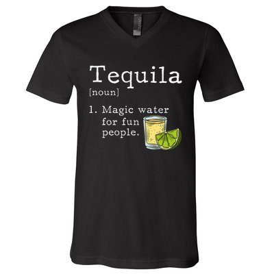 Tequila Definition Magic Water For Fun People Drinking V-Neck T-Shirt