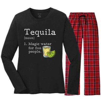 Tequila Definition Magic Water For Fun People Drinking Women's Long Sleeve Flannel Pajama Set 